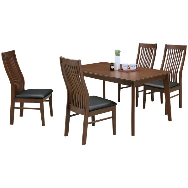 ダイニングセット 5点セット 幅135cm 4人掛け 長方形 ハイバック 格子