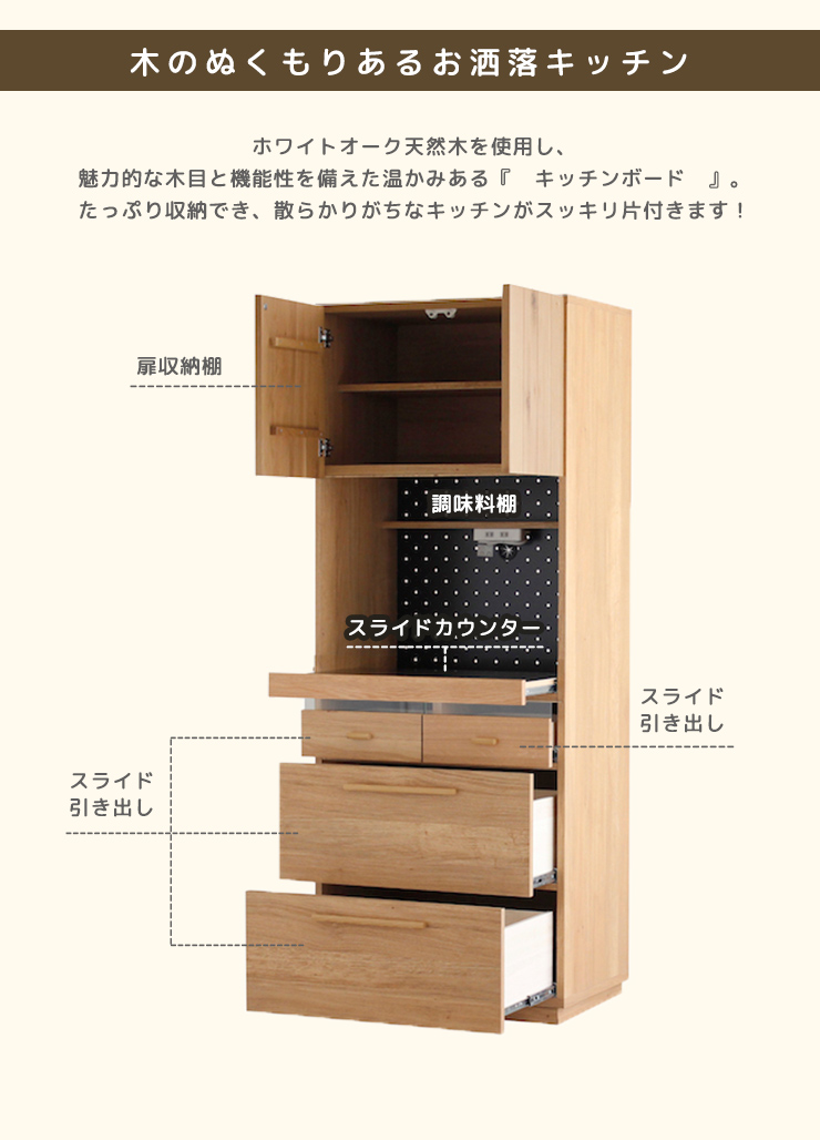 キッチン収納棚　収納棚 未来商会 食器棚 幅70 キッチン収納 スリム 70cm幅 カップボード