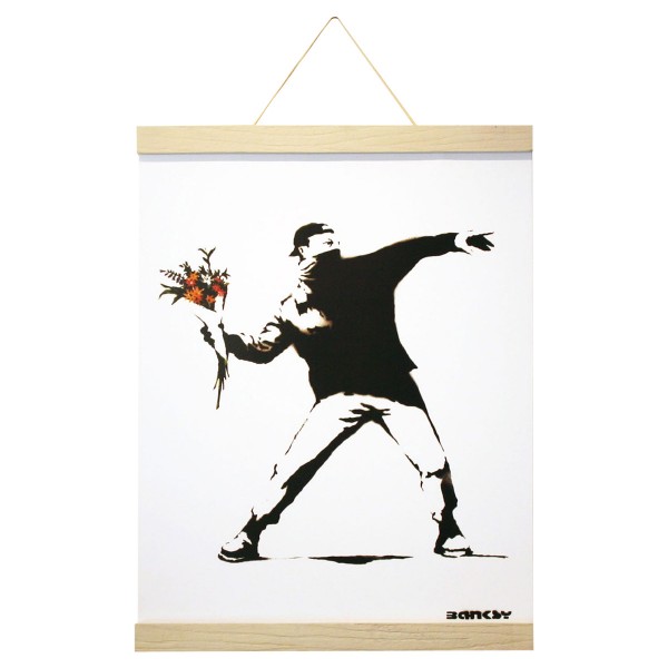 アートポスター バンクシー Banksy 花束を投げる男 おしゃれ 壁掛け 約41×56cm A2サイズ ポスターハンガー インテリア 飾り絵 絵画