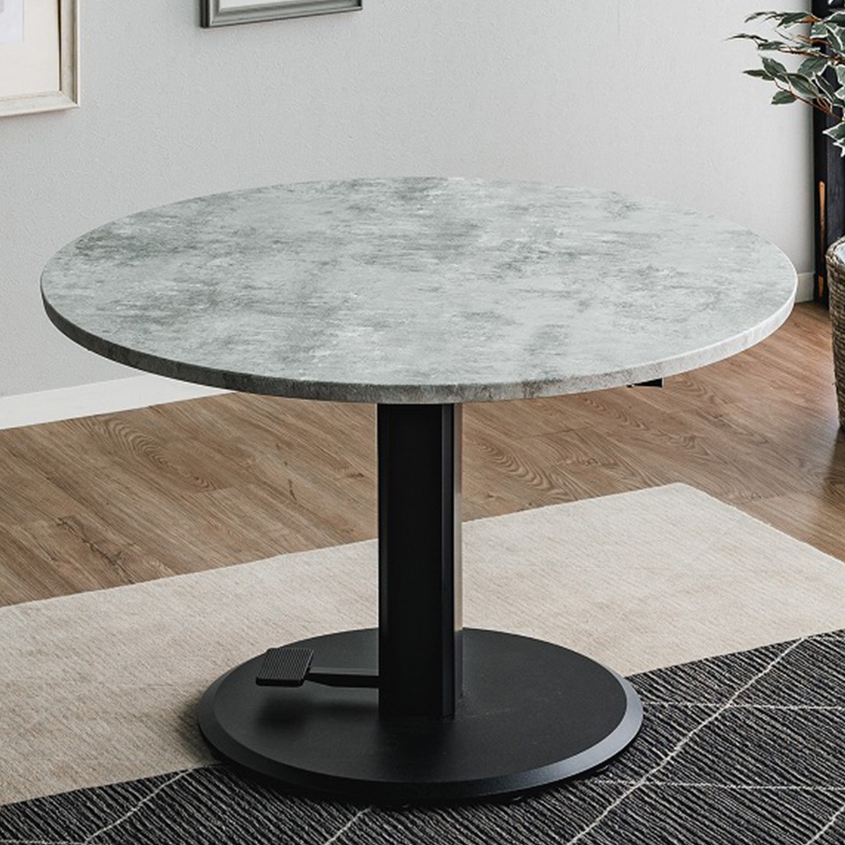 昇降式 テーブル 幅100cm 丸型 円型 無段階昇降 アジャスター付き 高さ