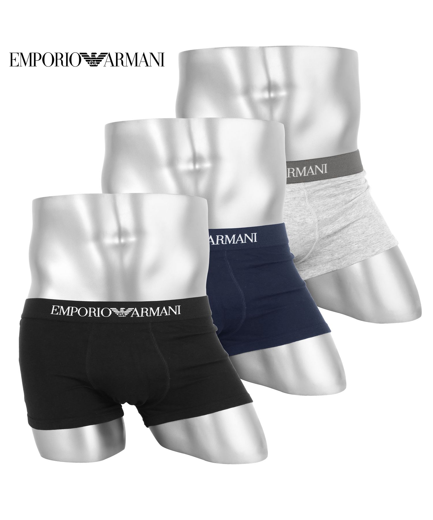 エンポリオ アルマーニ EMPORIO ARMANI 3枚セット ローライズボクサーパンツ メンズ 下着 紳士 綿100% ブランド 高級 ハイブランド 新年 プレゼント | EMPORIO ARMANI | 01