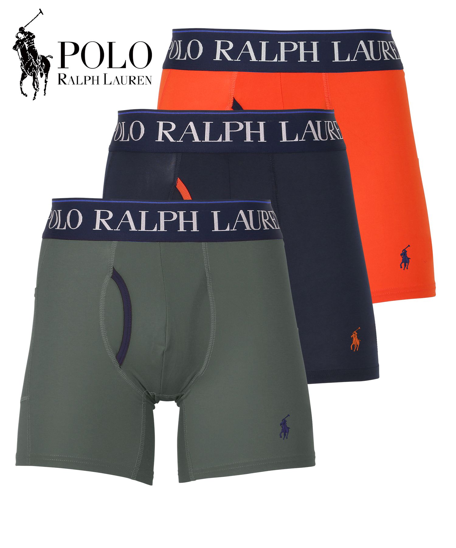 ポロ ラルフローレン POLO RALPH LAUREN ロングボクサーパンツ 3枚セット メンズ アンダーウェア ツルツル 速乾 前開き ブランド  ロゴ 高級 ハイブランド