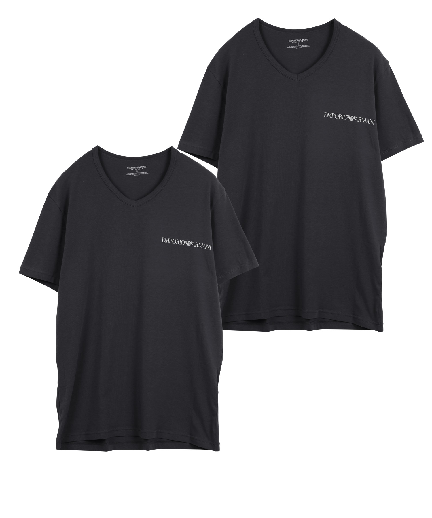 エンポリオ アルマーニ EMPORIO ARMANI Tシャツ 2枚セット メンズ 半袖 Vネック 綿混 コットン ロゴ 高級 ハイブランド プレゼント ギフト｜crazyferret｜02
