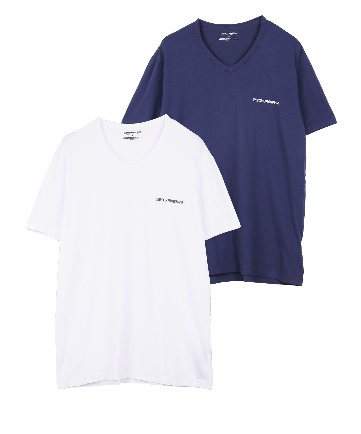 ワケあり エンポリオ アルマーニ EMPORIO ARMANI Tシャツ 2枚セット メンズ 半袖 綿混 コットン アウトレット ロゴ 高級  ハイブランド メール便