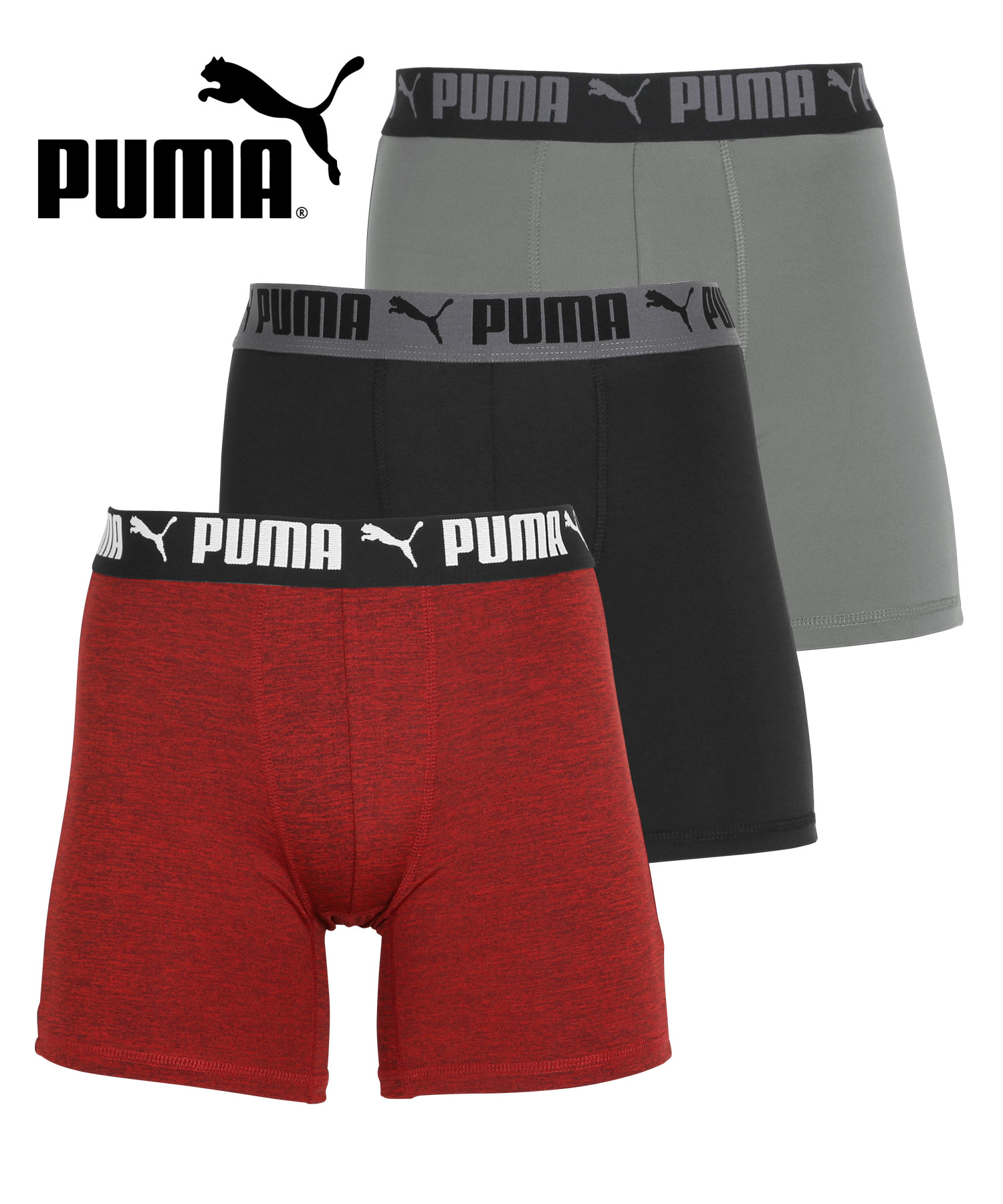 プーマ PUMA 3枚セット ボクサーパンツ メンズ ツルツル 速乾 トレーニング ジム 迷彩 ブラ...
