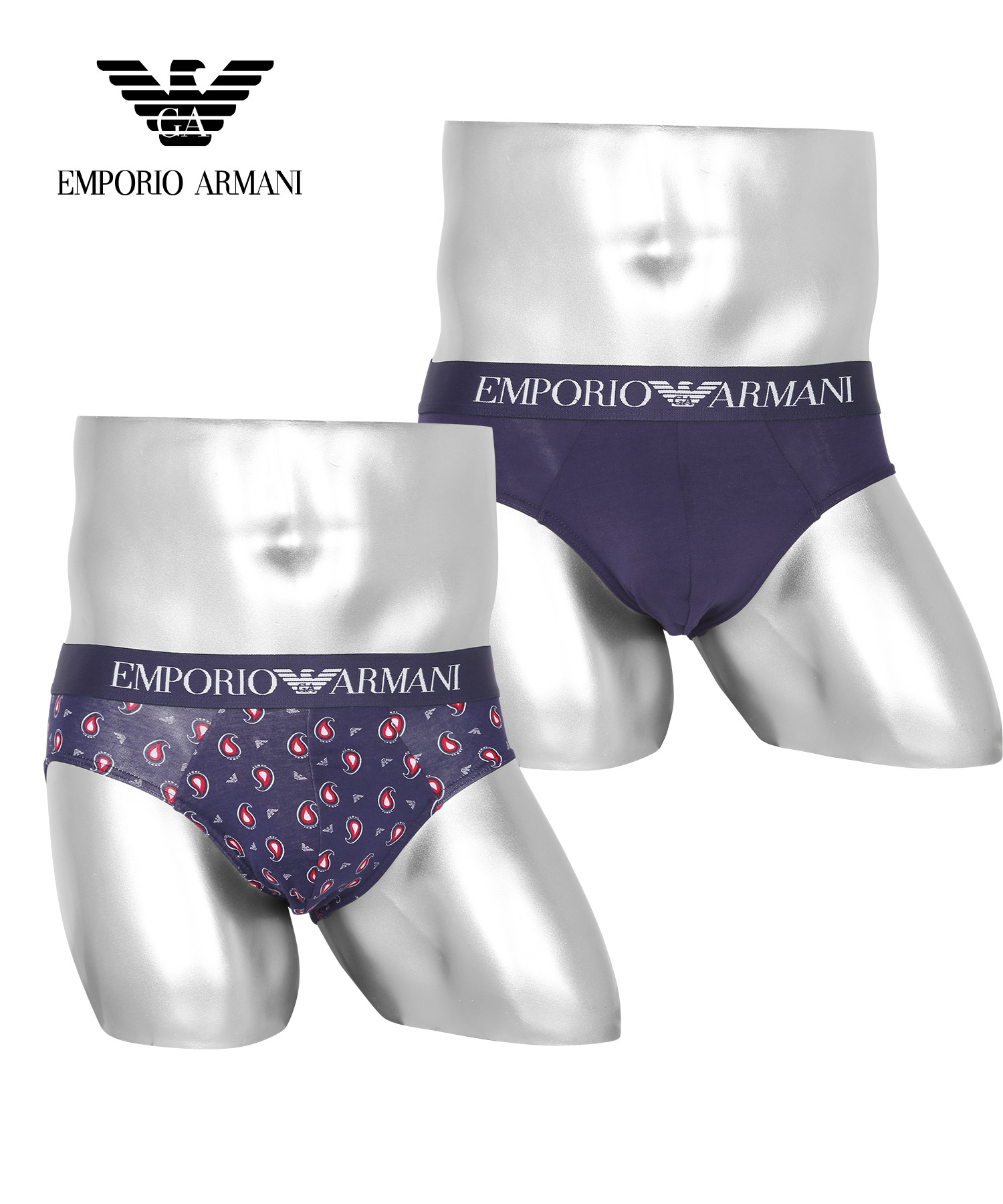 エンポリオ アルマーニ EMPORIO ARMANI ブリーフ 2枚セット メンズ アンダーウェア 男性 下着 コットン ビキニ ローライズ  父の日｜crazyferret｜02