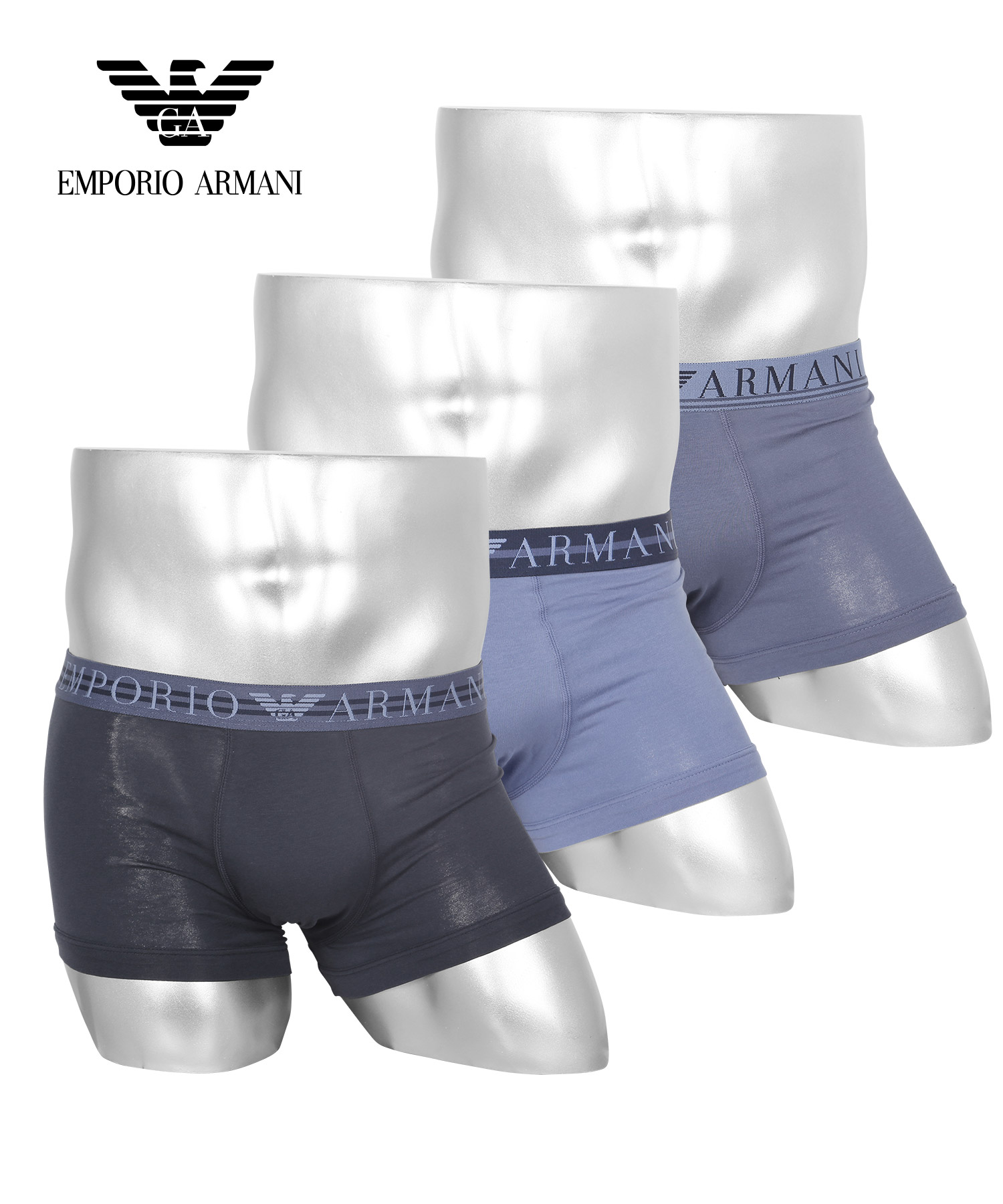 エンポリオ アルマーニ EMPORIO ARMANI ボクサーパンツ 3枚セット メンズ アンダーウェア 男性 下着 コットン  父の日｜crazyferret｜02