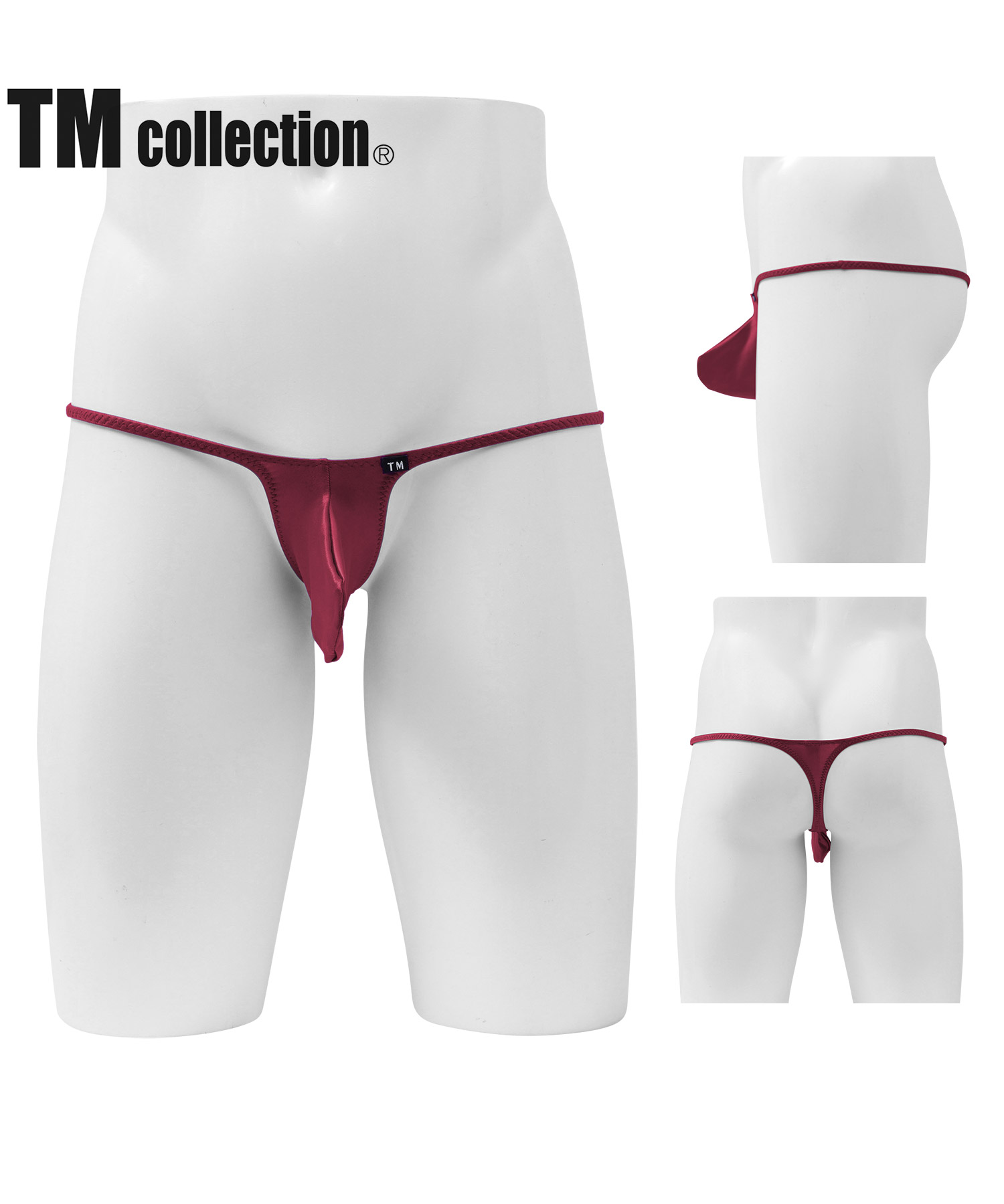 ティーエムコレクション TMcollection メンズ Tバック メンズ 下着 アンダーウェア 紳士 ツルツル 速乾 細め 前閉じ 無地 ブランド  メール便