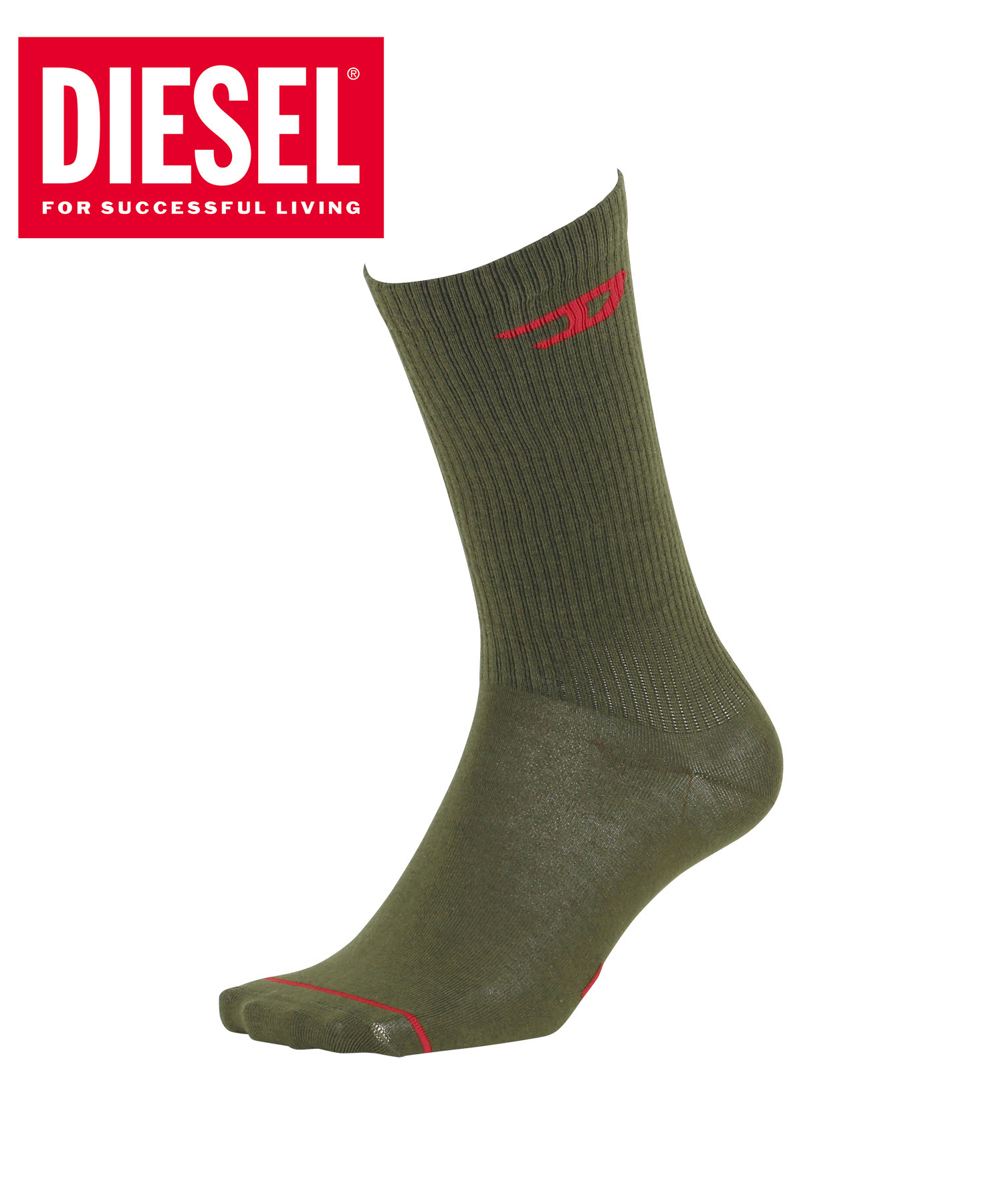 ディーゼル＊カーキ＊綿麻 DIESEL 靴下 ソックス ディーゼル 長め メンズ おしゃれ