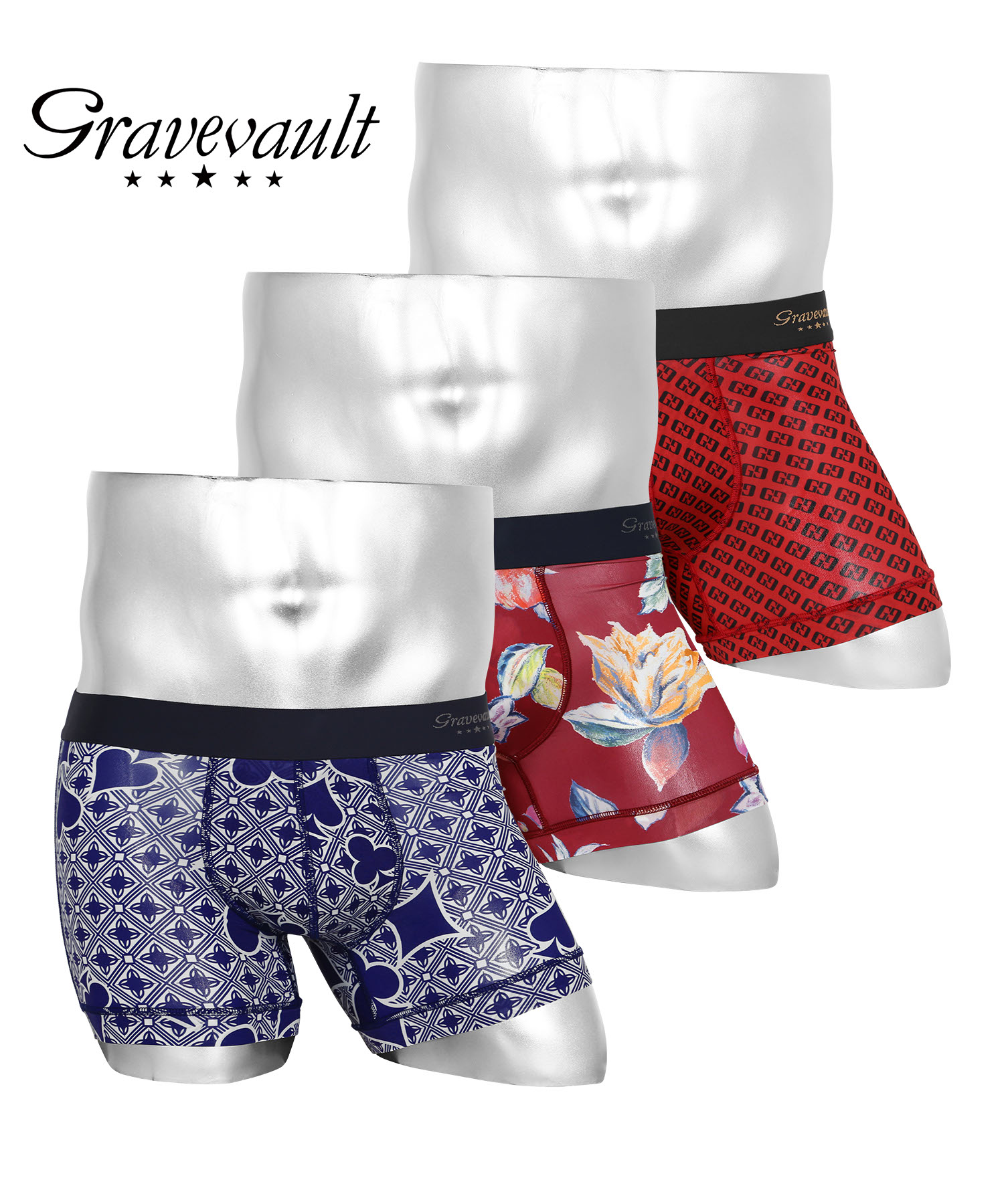 graveuault ボクサーパンツ　3セット Gravevault ボクサーパンツ 3枚セット メンズ グレイブボールト