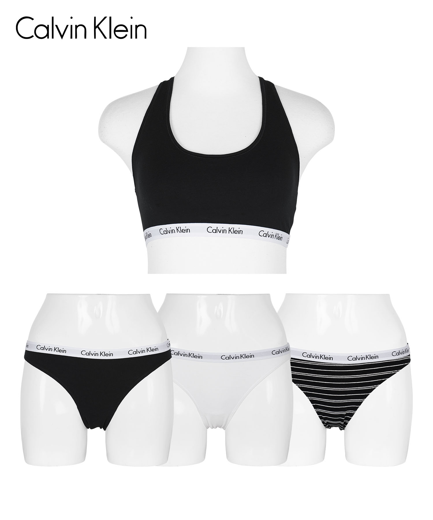 カルバンクライン コットン ブラ＆ショーツセット レーディース ブラック/ M Calvin Klein（カルバン・クライン） 下着 ブラ＆ショーツ 上下セット