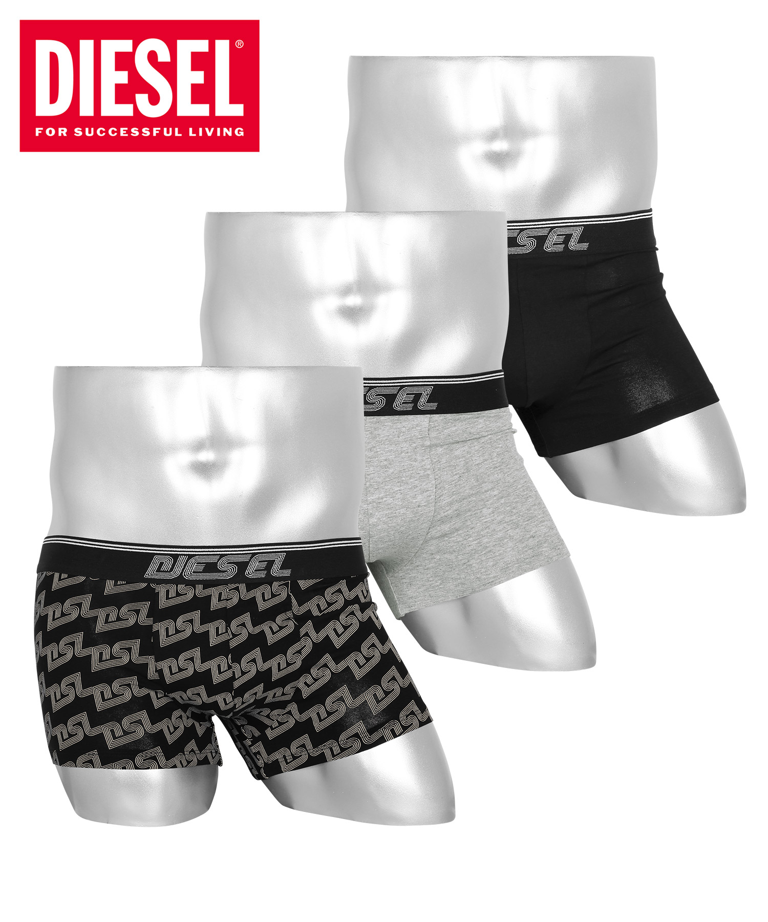 ディーゼル DIESEL ローライズボクサーパンツ 3枚セット メンズ アンダーウェア 男性 下着 綿混 コットン ブランド ロゴ プレゼント ギフト