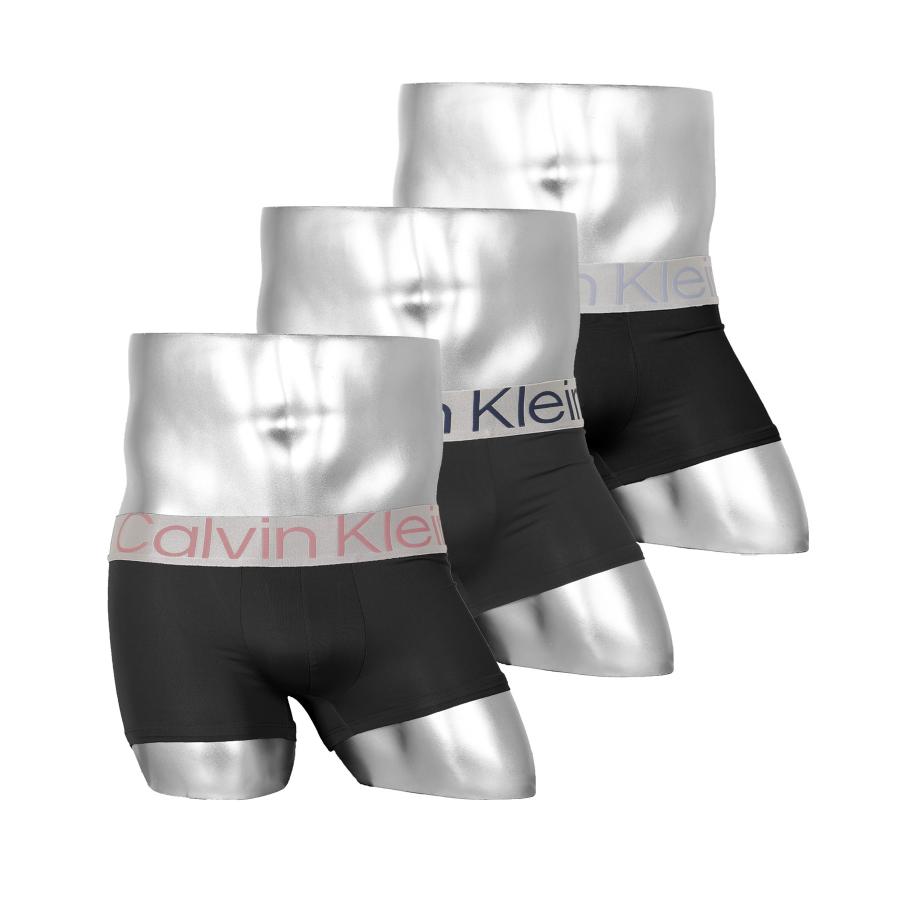 豪華な ボクサーパンツ メンズ カルバンクライン Calvin Klein ローライズ 3枚セット スチールマイクロ 下着 浅め 高級 無地 ブランド  CK 人気