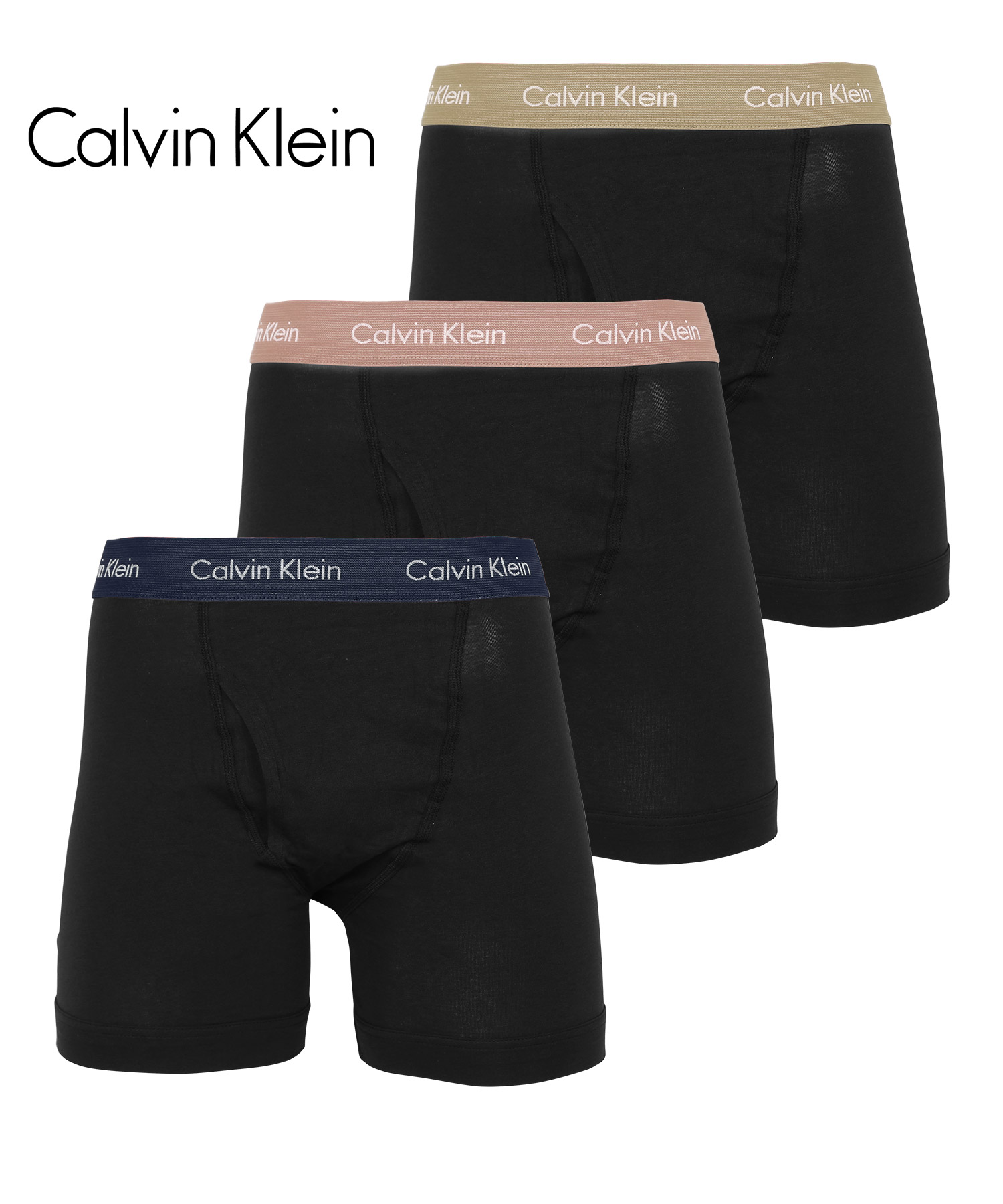 カルバンクライン ボクサーパンツ 3枚セット メンズ ロング Calvin Klein アンダーウェア 男性下着 綿混 コットン 前開き CK ロゴ  高級 ハイブランド