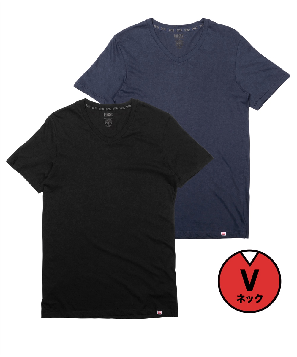 ディーゼル DIESEL Tシャツ 2枚セット メンズ 半袖 クルーネック コットン100% 綿 レディース ユニセックス ブランド ロゴ プレゼント  ギフト