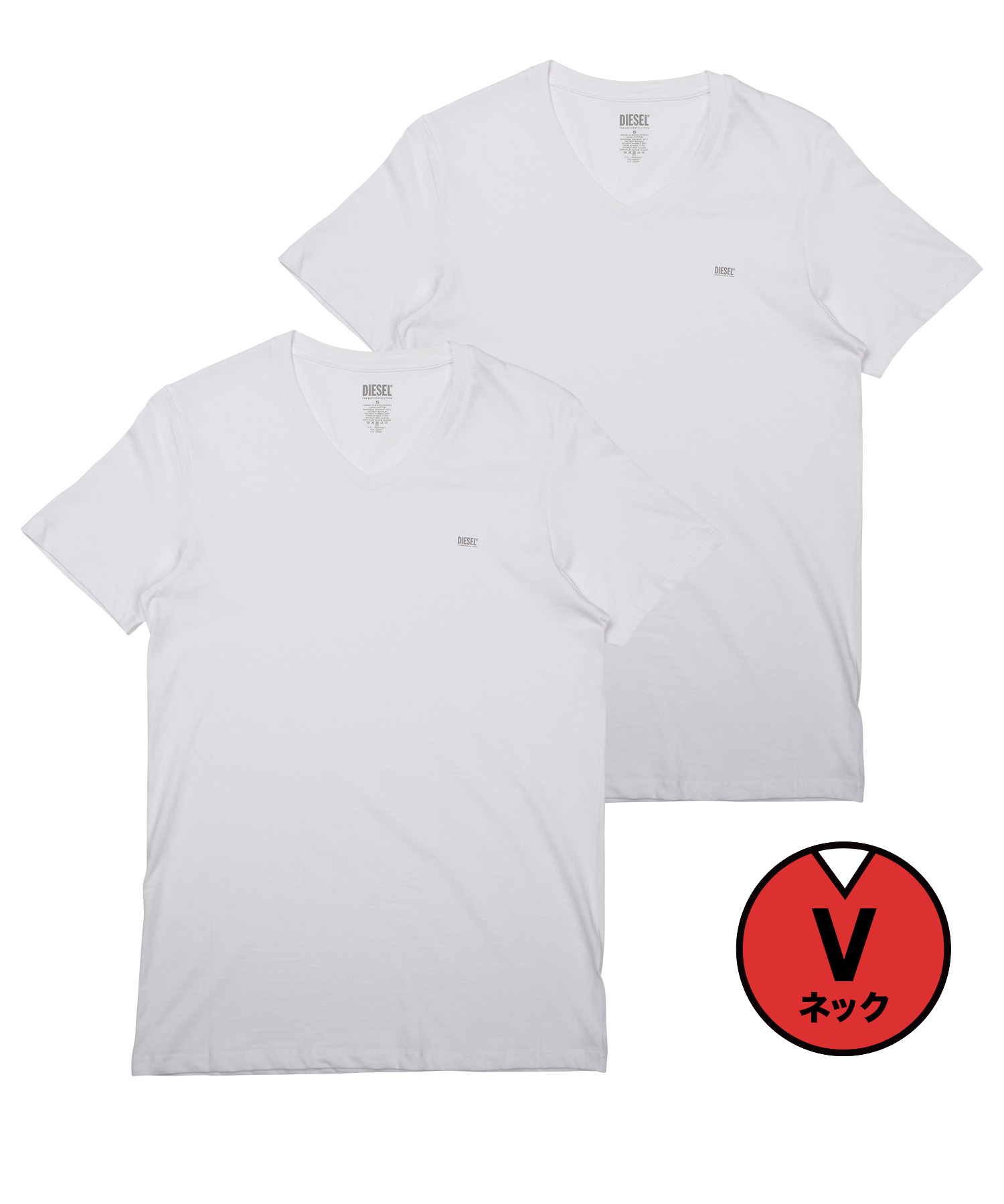ディーゼル DIESEL Tシャツ 2枚セット メンズ 半袖 Vネック コットン100% 綿 レディース ユニセックス ブランド ロゴ プレゼント  ギフト
