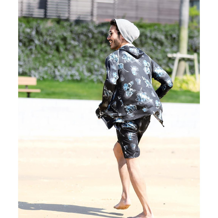 人気満点 水着 メンズ サーフパンツ 海パン 海水パンツ ラッシュガード セットアップ 上下セット サーフショーツ パーカー ナイトプール Roshell ロシェル プール用品 Aynaelda Com