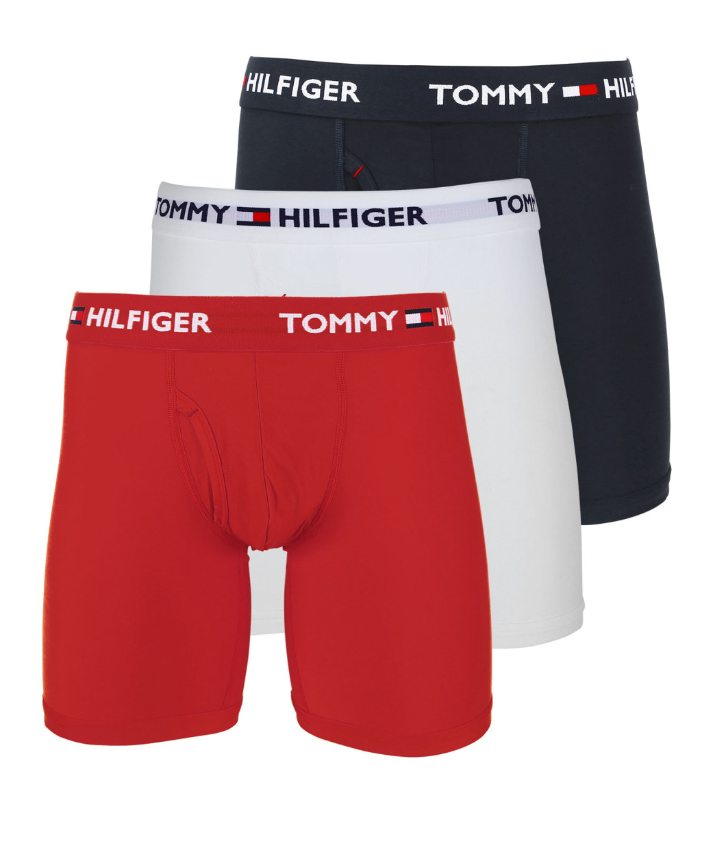 トミー ヒルフィガー TOMMY HILFIGER ロングボクサーパンツ 3枚セット メンズ アンダーウェア ツルツル 速乾 前開き ブランド ロゴ  プレゼント ギフト