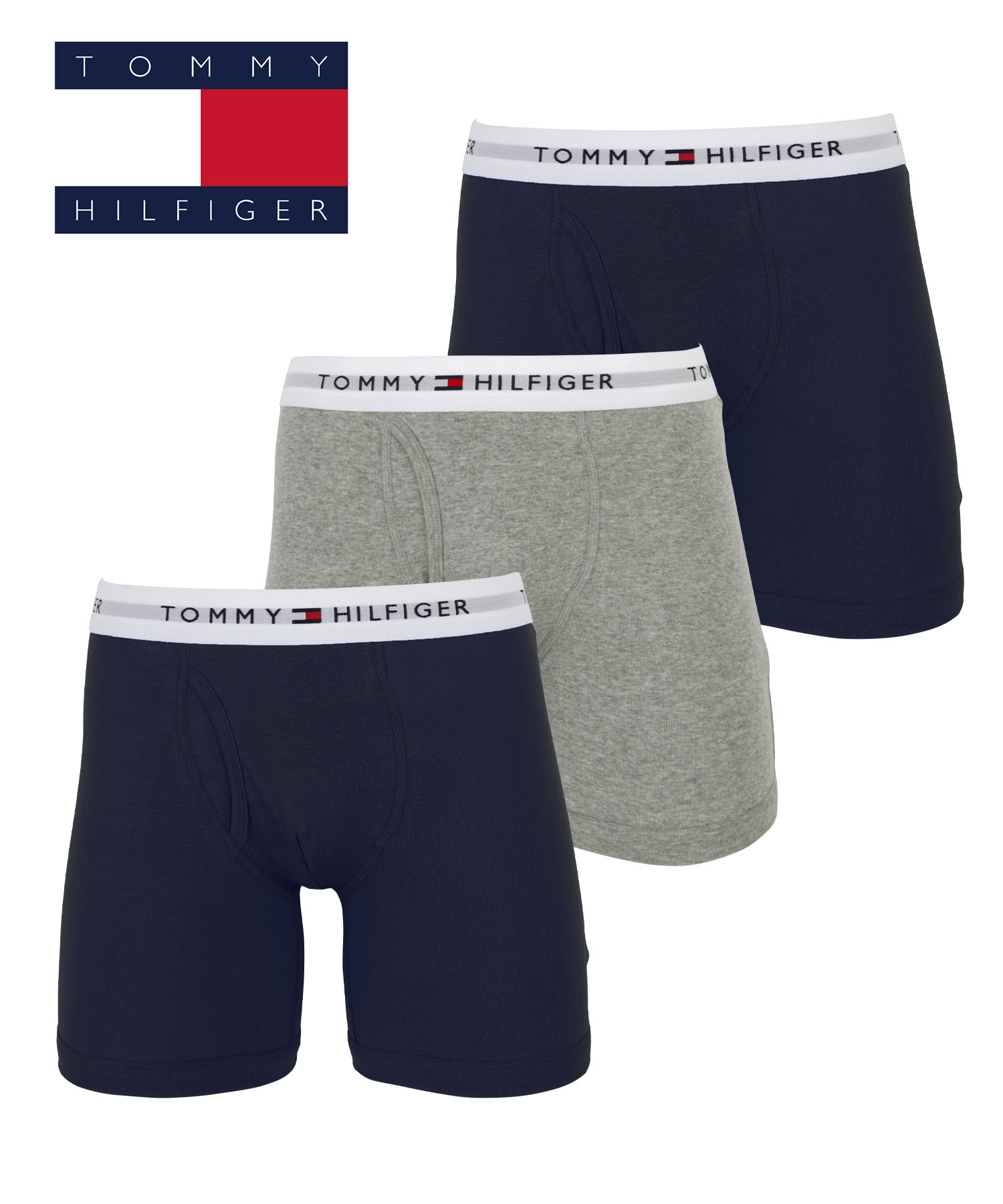 トミー ヒルフィガー TOMMY HILFIGER ボクサーパンツ ロング 3枚セット メンズ アンダーウェア 綿100%  前開き ブランド  父の日｜crazyferret｜10