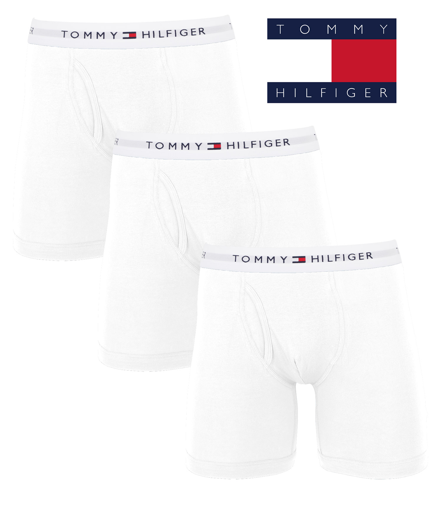 トミー ヒルフィガー TOMMY HILFIGER 3枚セット ロング ボクサーパンツ メンズ 下着 紳士 綿100% ジム 長め 前開き 無地  ブランド 新年 プレゼント