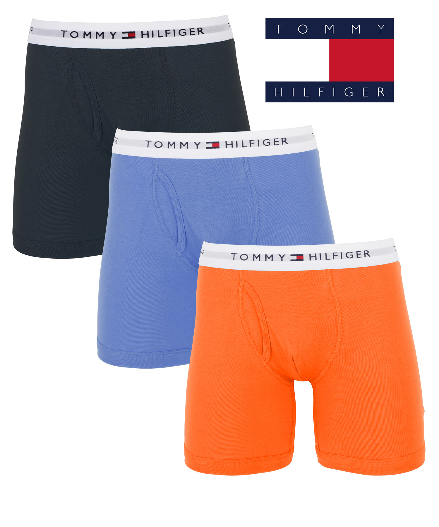 トミー ヒルフィガー TOMMY HILFIGER 3枚セット ロング ボクサーパンツ メンズ 下着 アンダーウェア 紳士 綿100% ジム 長め  前開き 無地 ブランド