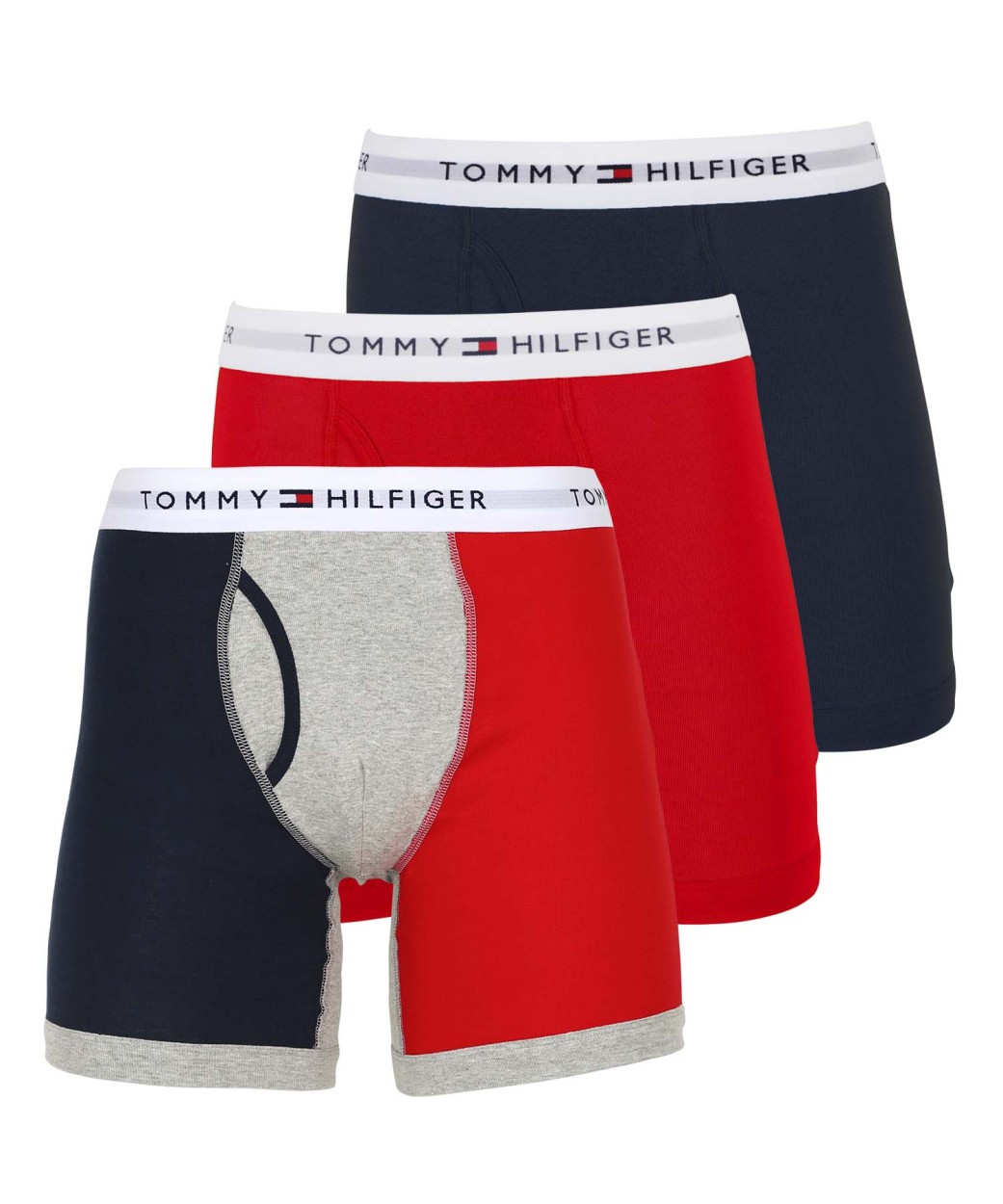 ワケあり トミー ヒルフィガー TOMMY HILFIGER ロングボクサーパンツ 3枚セット メンズ コットン100% 綿 アウトレット 前開き  ブランド ロゴ ギフト メール便