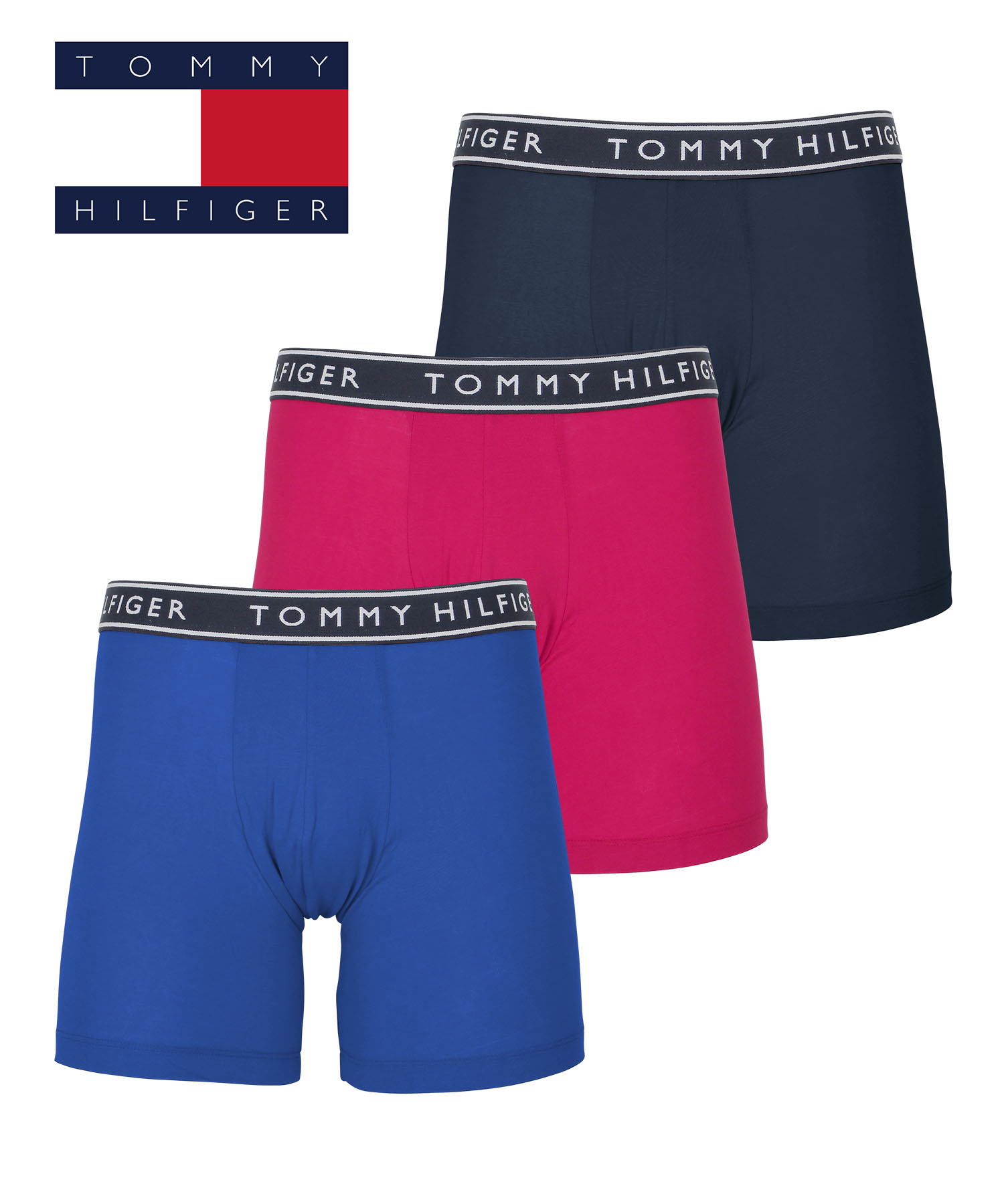 トミー ヒルフィガー TOMMY HILFIGER 3枚セット ロングボクサーパンツ メンズ 下着 アンダーウェア 綿 コットン ジム トレーニング  無地 ロゴ ドット ブランド