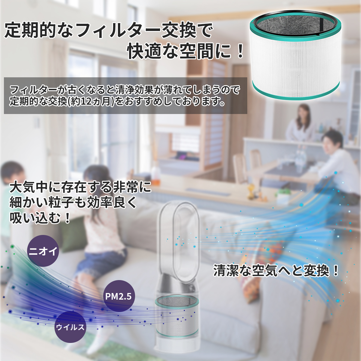 ダイソン対応 互換 交換用フィルター HP00/HP01/HP02/HP03/DP01/DP03 空気清浄機用 HEPA+活性炭 脱臭 集じん 花粉 PM2.5 取付簡単 関連画像4