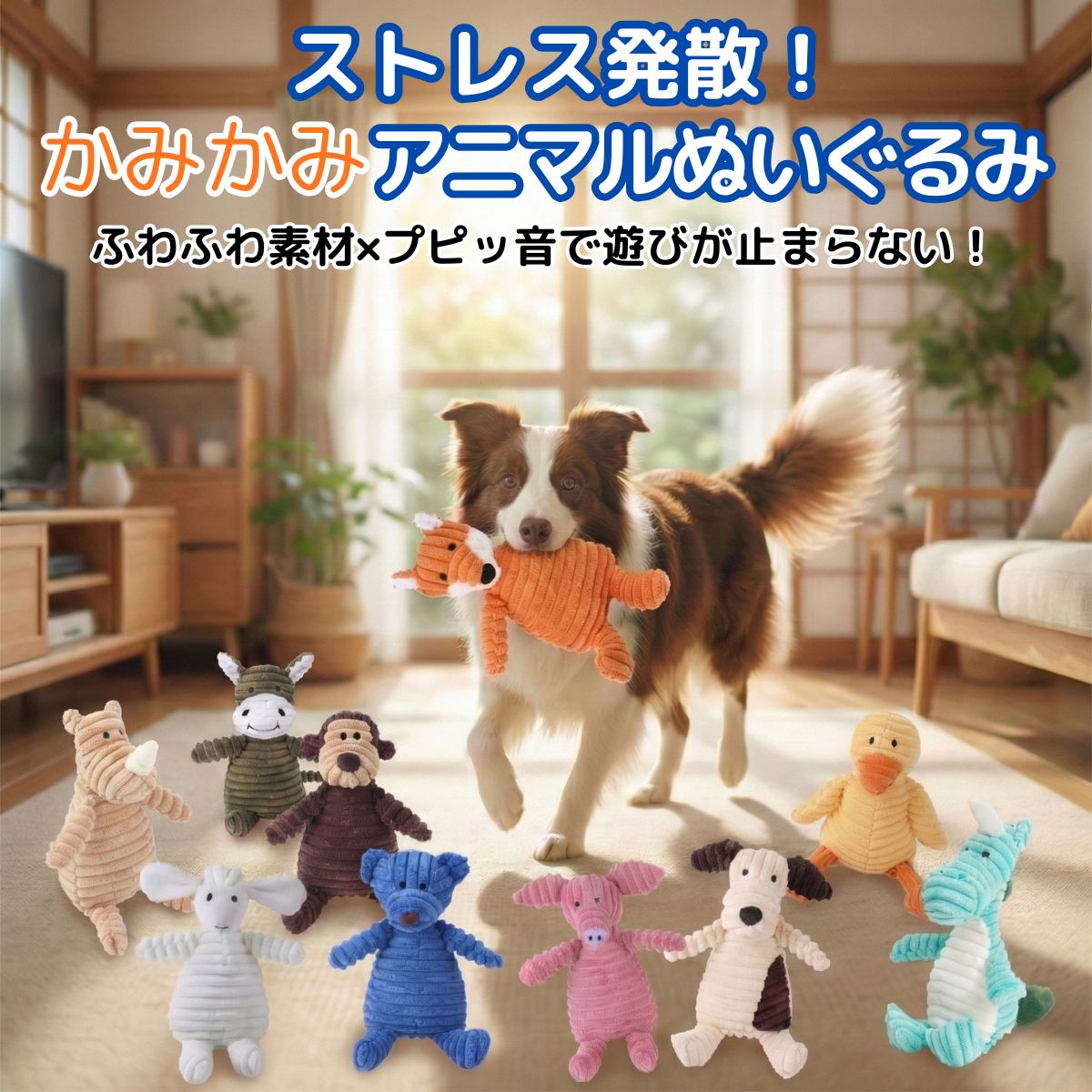 ペット おもちゃ 犬 小型犬用 音が鳴る ぬいぐるみ かみかみアニマル