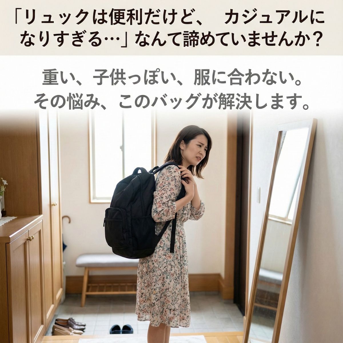 軽量 リュック レディース 小さめ ナイロン きれいめ おしゃれ かわいい 3WAY 防水 撥水 肩掛け 斜め掛けOK デイリー使いに便利なバッグ 関連画像1