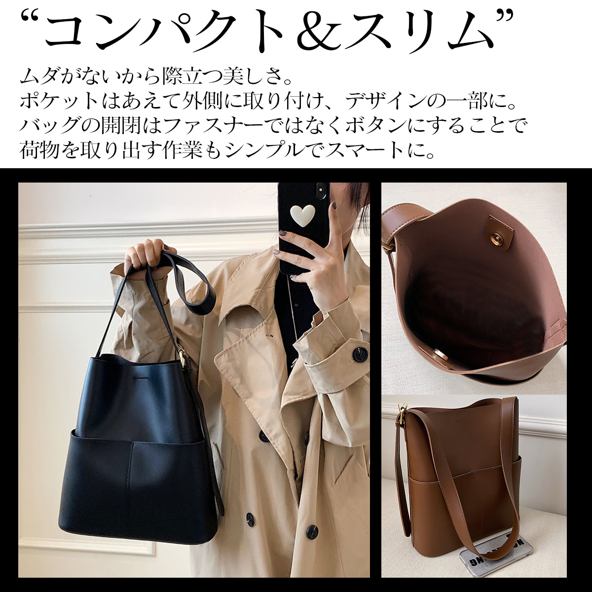 ショルダーバッグ レディース 大容量 軽量 ショルダー ワンショルダー 通学 通勤 カバン フェイクレザー 鞄 シンプル おしゃれ 関連画像4