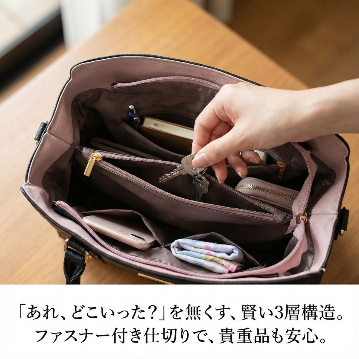 ハンドバッグ 2way レディース 大きめ 大...の詳細画像5