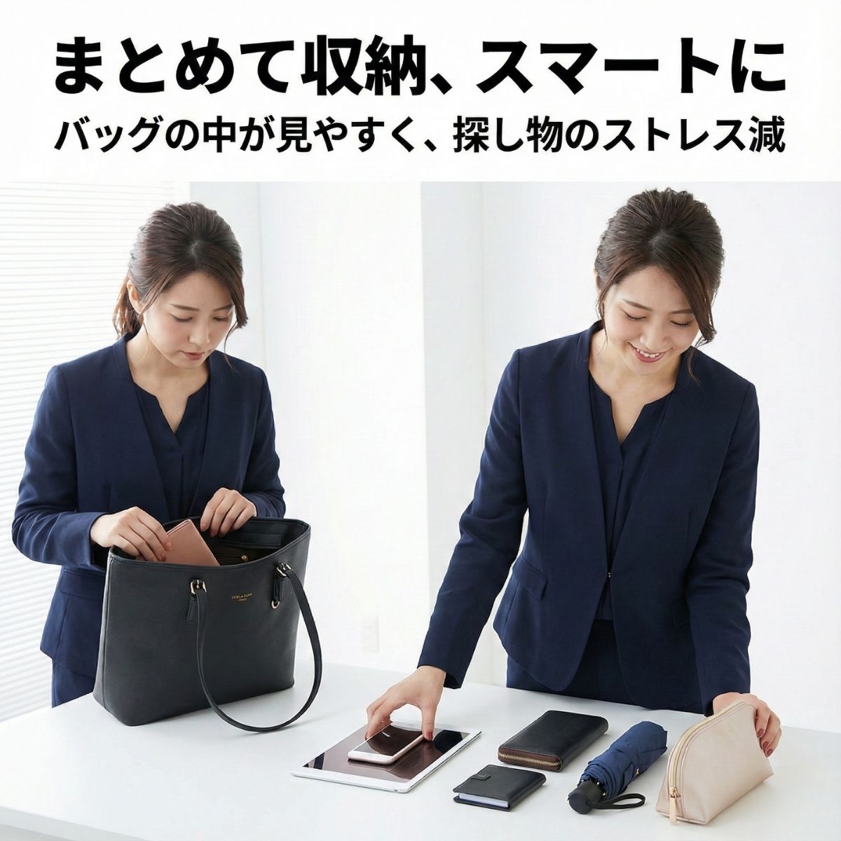 ビジネスバッグ レディース 自立 大きめ A4...の詳細画像2