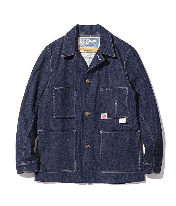 ヘッドライト HEADLIGHT カバーオール HD15234 ブルー デニム ワークコート 大戦モデル ワークジャケット 10oz. BLUE  DENIM WWII WORK COAT (ネイビー/ONE-WASH)