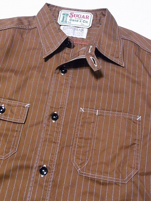 SUGAR CANE シュガーケーン ワークシャツ ブラウンウォバッシュ