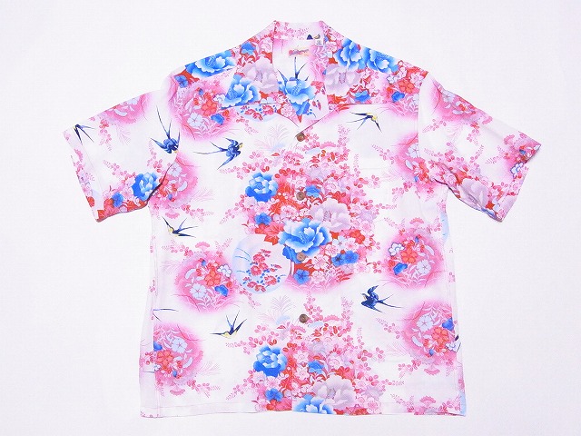 和柄 SUN SURF 燕 ツバメ柄 レーヨン アロハシャツ L シャリ感 SUN SURF サンサーフ アロハシャツ SS39019 SWALLOWS FLY AROUND 燕
