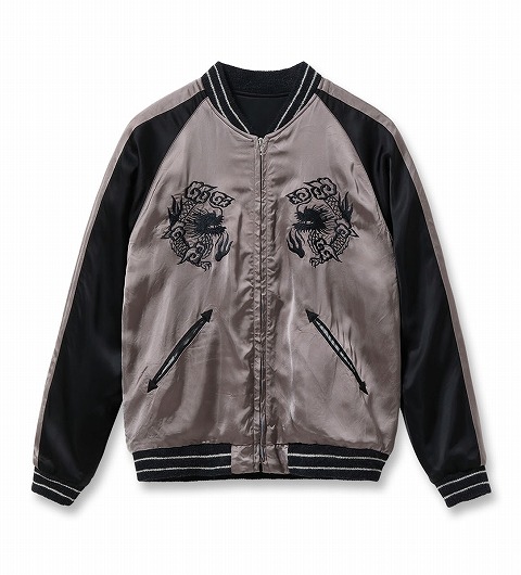 【超希少】90s 回転式YKKジップ ビンテージスカジャン 白虎×龍×日本地図 TAILOR TOYO テーラー東洋 スカジャン TT15912 港商 スペシャル