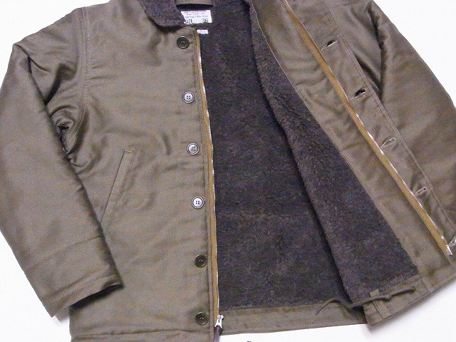 ウエアハウス WAREHOUSE N-1 デッキジャケット Lot 2181 NAF1168 N-1 WINTER JACKET KHAKI  NXs-1404 U.S.NAVY プリント有 (カーキ)