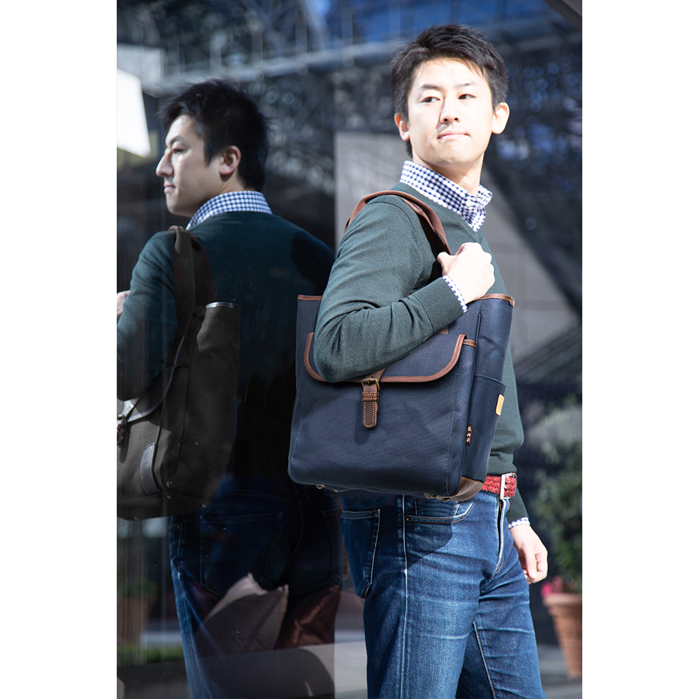 藍/柿渋染め 帆布バッグ メンズ Oneショルダートートバッグ A4 豊岡鞄
