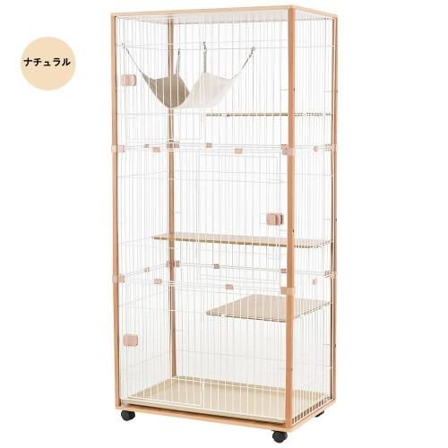 高速配送】 猫ケージ 3段 大型 キャットケージ 木製フレーム