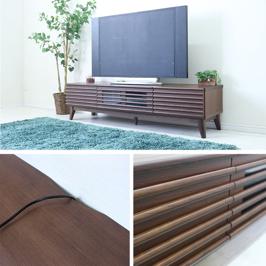 テレビ台 おしゃれ ルーバー 無垢材 幅150cm ローボード ナチュラル