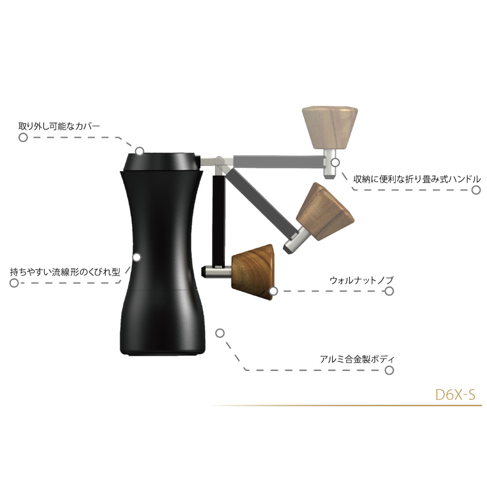 送料無料】 DHPO コーヒー ハンドミル 手動 手挽き ブラック アルミ