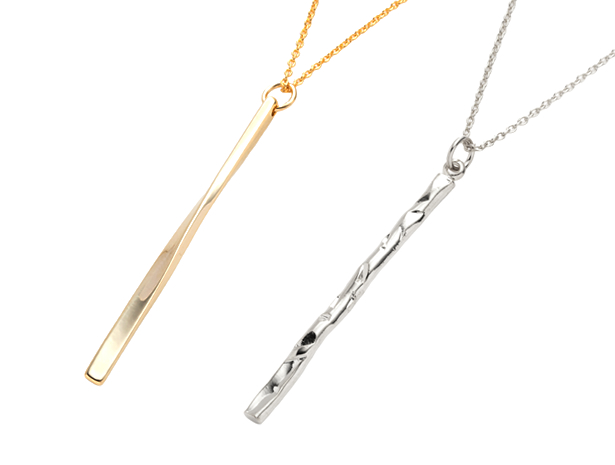 ネックレス 金属アレルギー 18kコーティング ロングネックレス チェーン ひねり ツイスト メタルバー 大人 上品 ゆうパケット送料無料