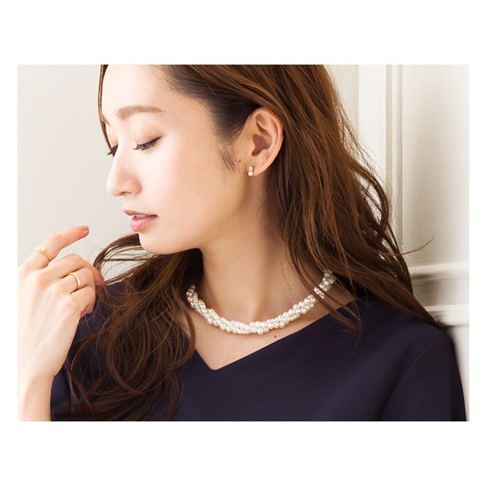 Cream dot. ネックレス 小粒 パール 3連 ボリューム ホワイト