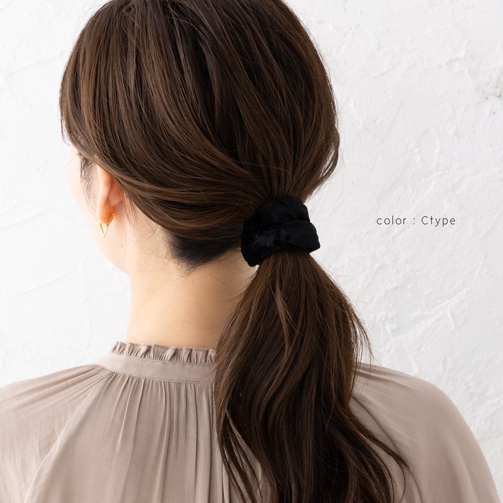 Cream dot. 3点セット シュシュ ヘアゴム ベロア ベルベット