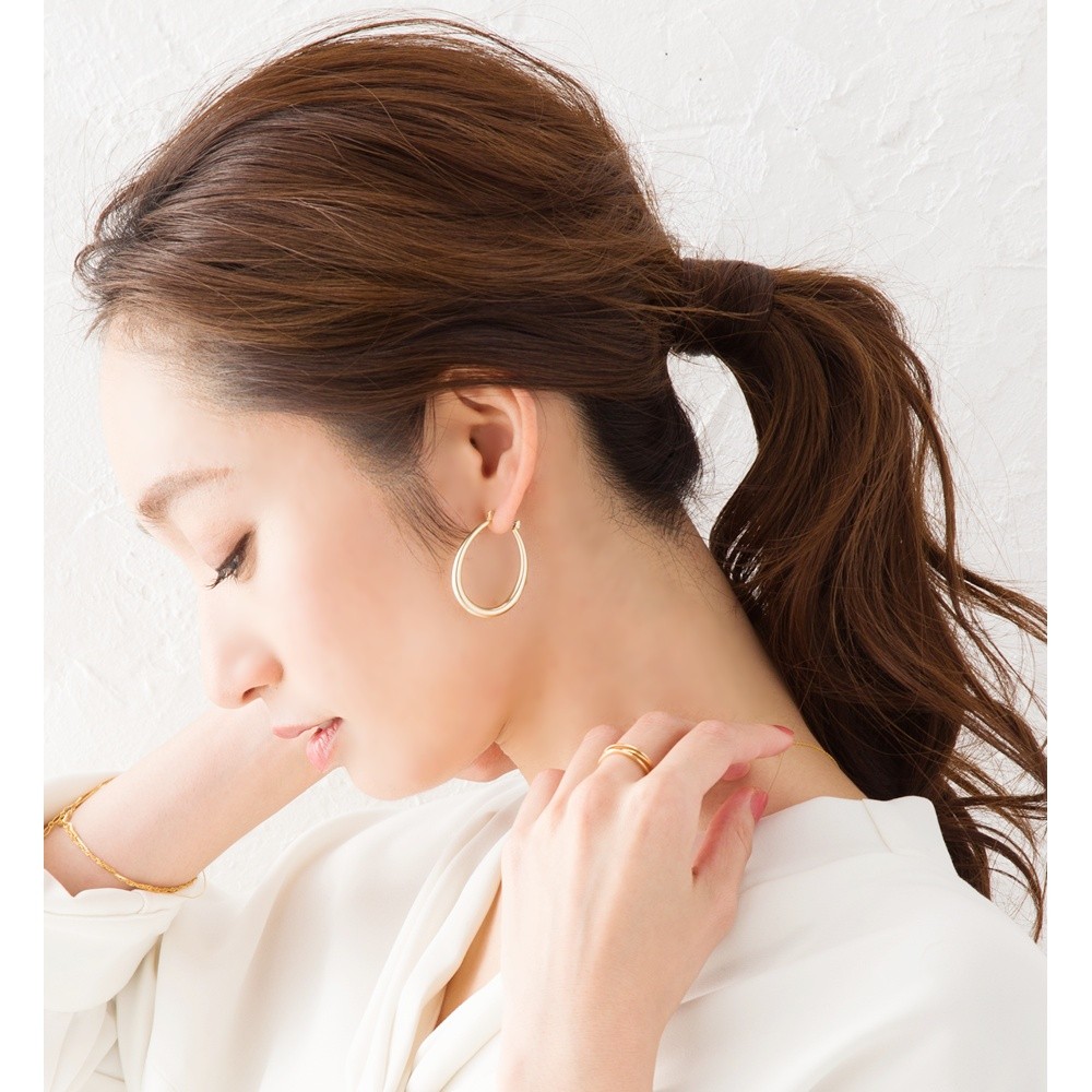 034A☆【高品質✨】ピアス　フープ　ぷっくり　ドロップ　ユニセックス　ゴールド 楽天市場】【ゴールド】ドロップフープピアス | CENE セネ せね