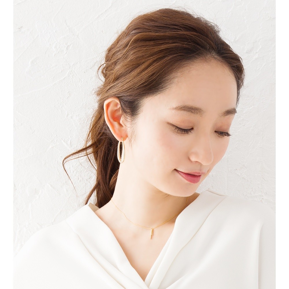 Cream dot. ピアス フープピアス キャッチレス 楕円フープ