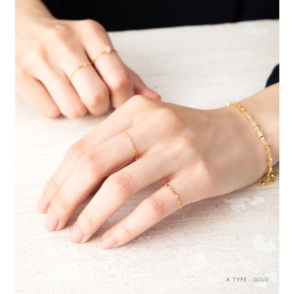 【ギフトお揃い推奨】分厚い18金+医療用金属製❤️チェーンリング　7− 25 Cream dot. 【全品送料無料⇒7月15日23：59迄】選べる6タイプ