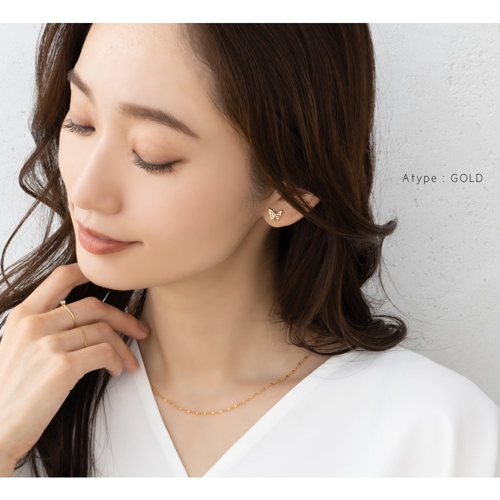 白蝶貝YG バタフライ ネックレス ピアス ブレスレット セット ひたむきアクセサリー】蝶ネックレス・ピアスのセット | 富良野