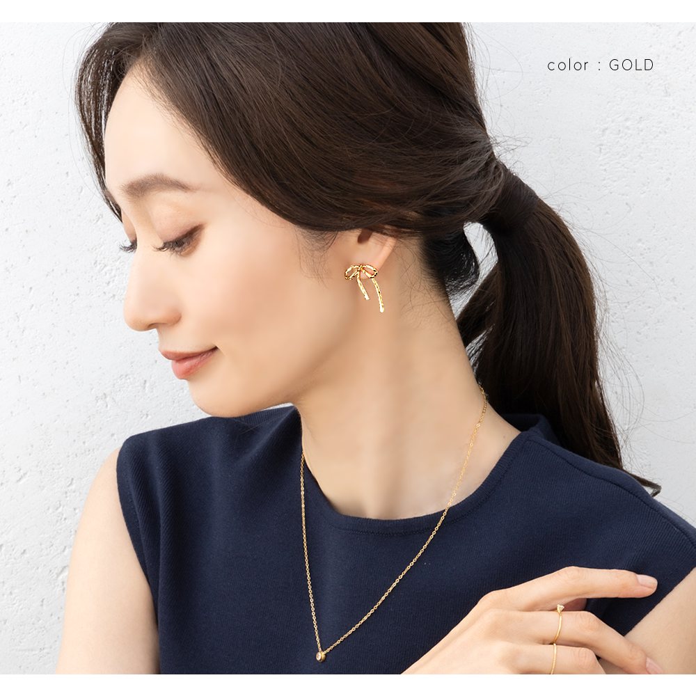 1318 ドット ゴールド ハンドメイド 大ぶり ピアス イヤリング 個性的 Cream dot.（クリームドット） 【最大30％OFF×全品送料無料】金属